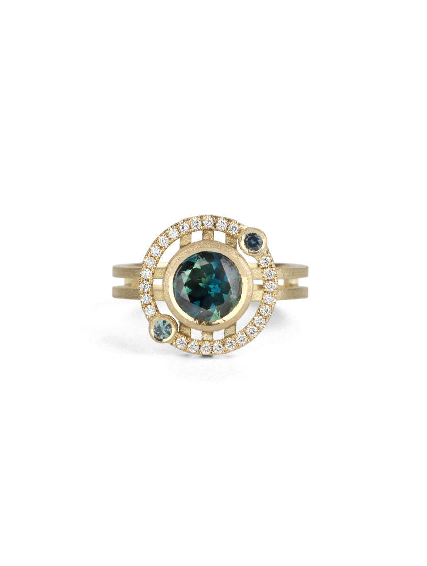 Bi-colour Sapphire Hemi Nova Ring
