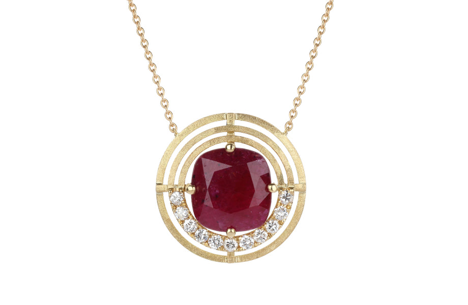 Ruby and Diamond Orb Pendant