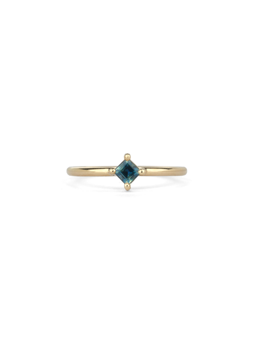 Bi-color Sapphire Square Solo Polished Ring - 0.25ct