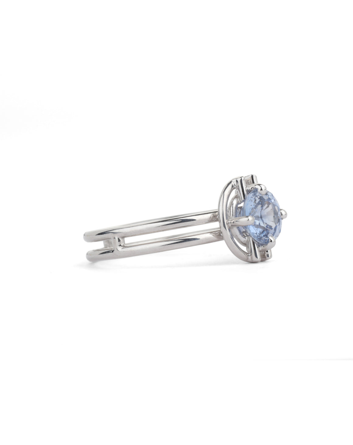 Blue Sapphire Medium Horizon Halo Ring