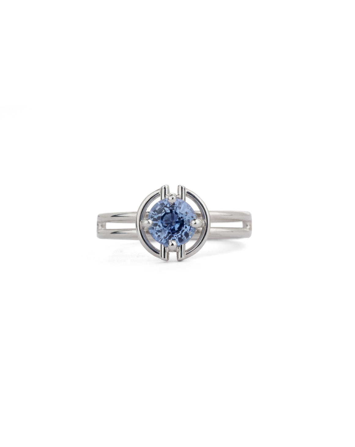 Blue Sapphire Medium Horizon Halo Ring
