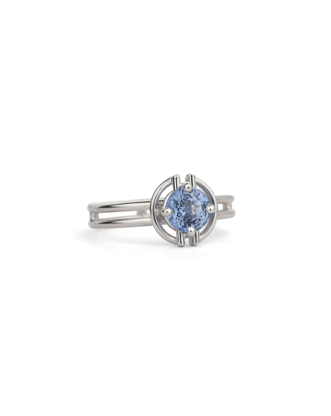 Blue Sapphire Medium Horizon Halo Ring