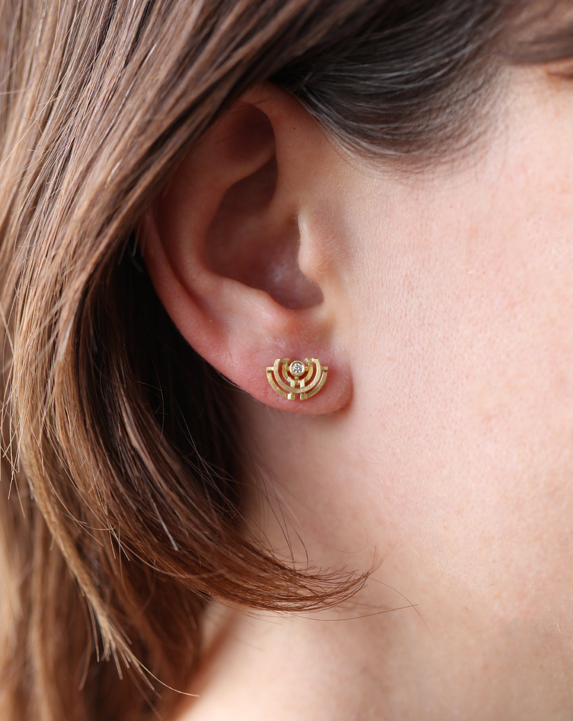 Natural Diamond Small Half Circle Earstuds