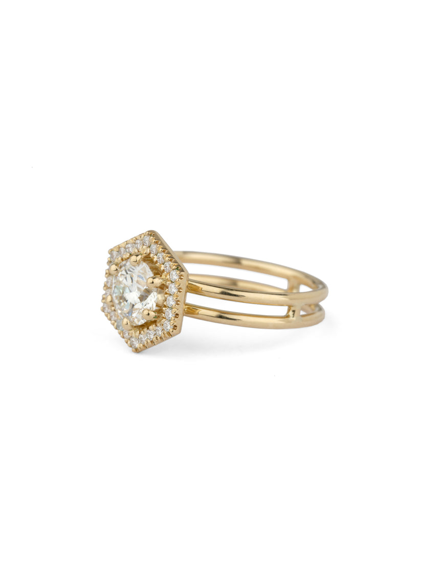 Diamond Hex Halo Ring - 0.90ct