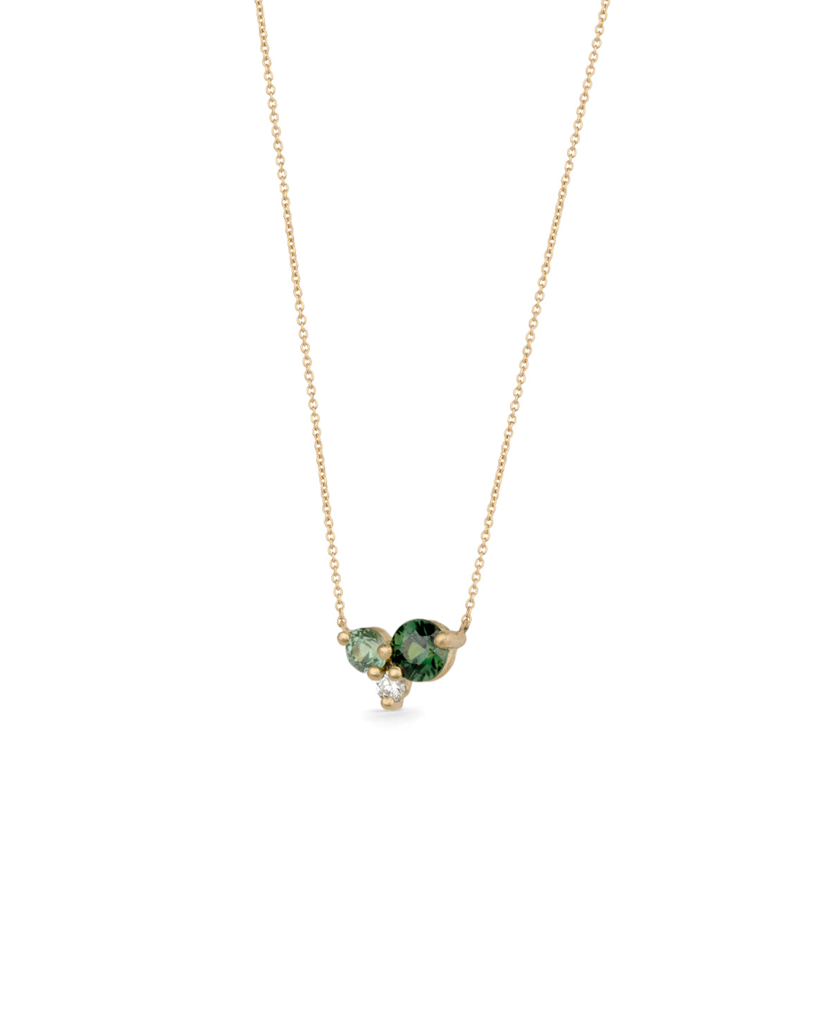 Green Australian Sapphire and Ocean Diamond Trio Round Necklace