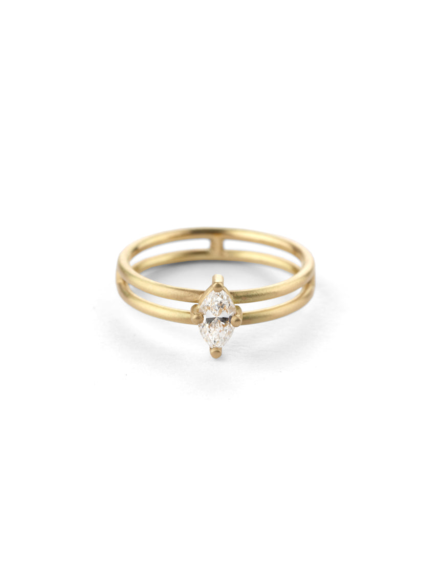 Marquise Natural Diamond Solo Split Engagement Ring - 0.35ct