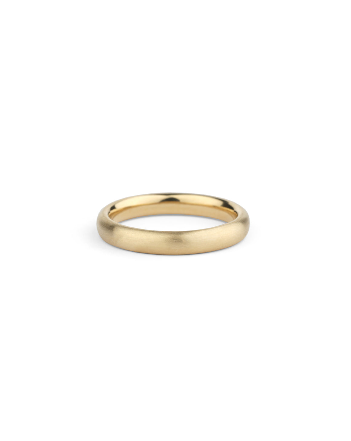 Curved ring band. 18ct yellow gold, satin finish.