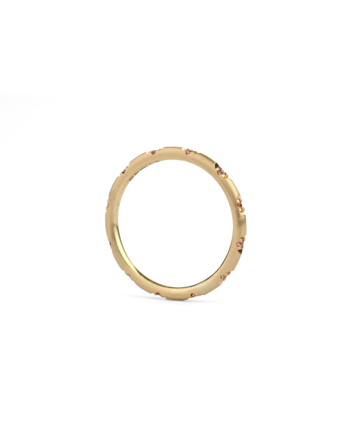 Peach Sapphire Duodecimal Round Band - Satin