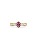 Pink Sapphire and Natural Diamond Oval Trio Split Engagement Ring