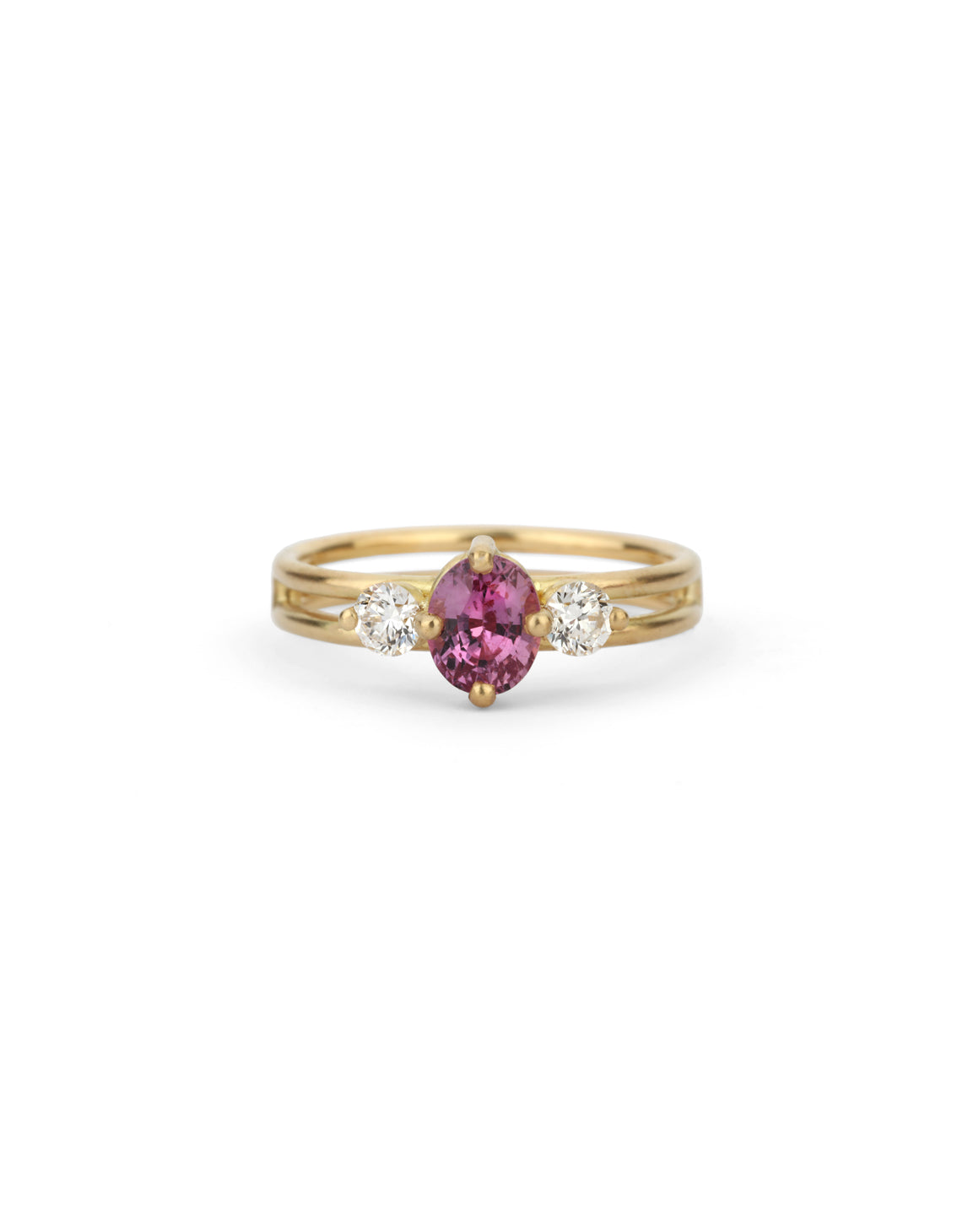 Pink Oval Trio Split Ring