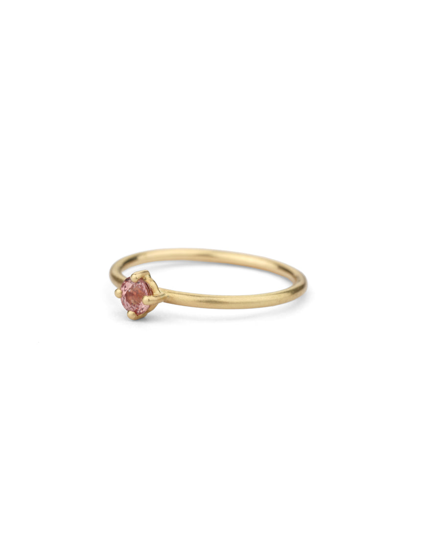 Pink Sapphire Round Solo Satin Ring - 0.26ct