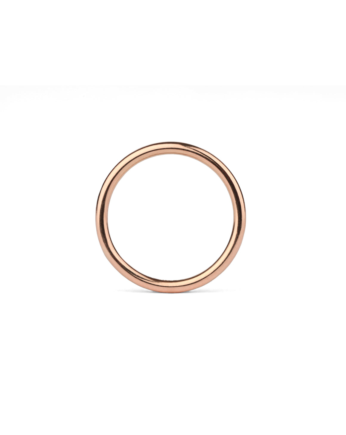Rounded wedding band. 18ct rose gold, polished finish.
