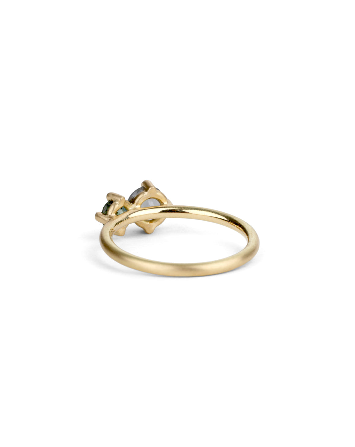 Grey Spinel and Teal Sapphire Duo Ring