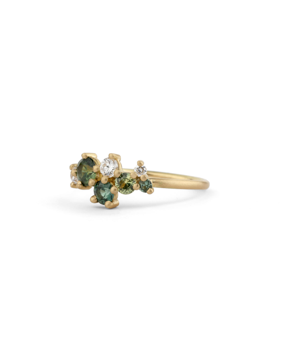 Green Australian Sapphire and Ocean Diamond Astra Ring