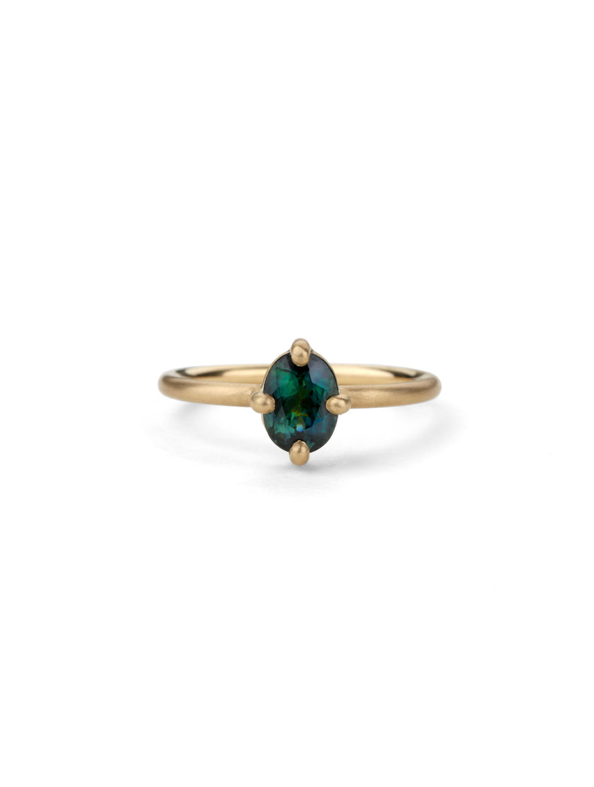 Teal Australian Sapphire Oval Solo Engagement Ring