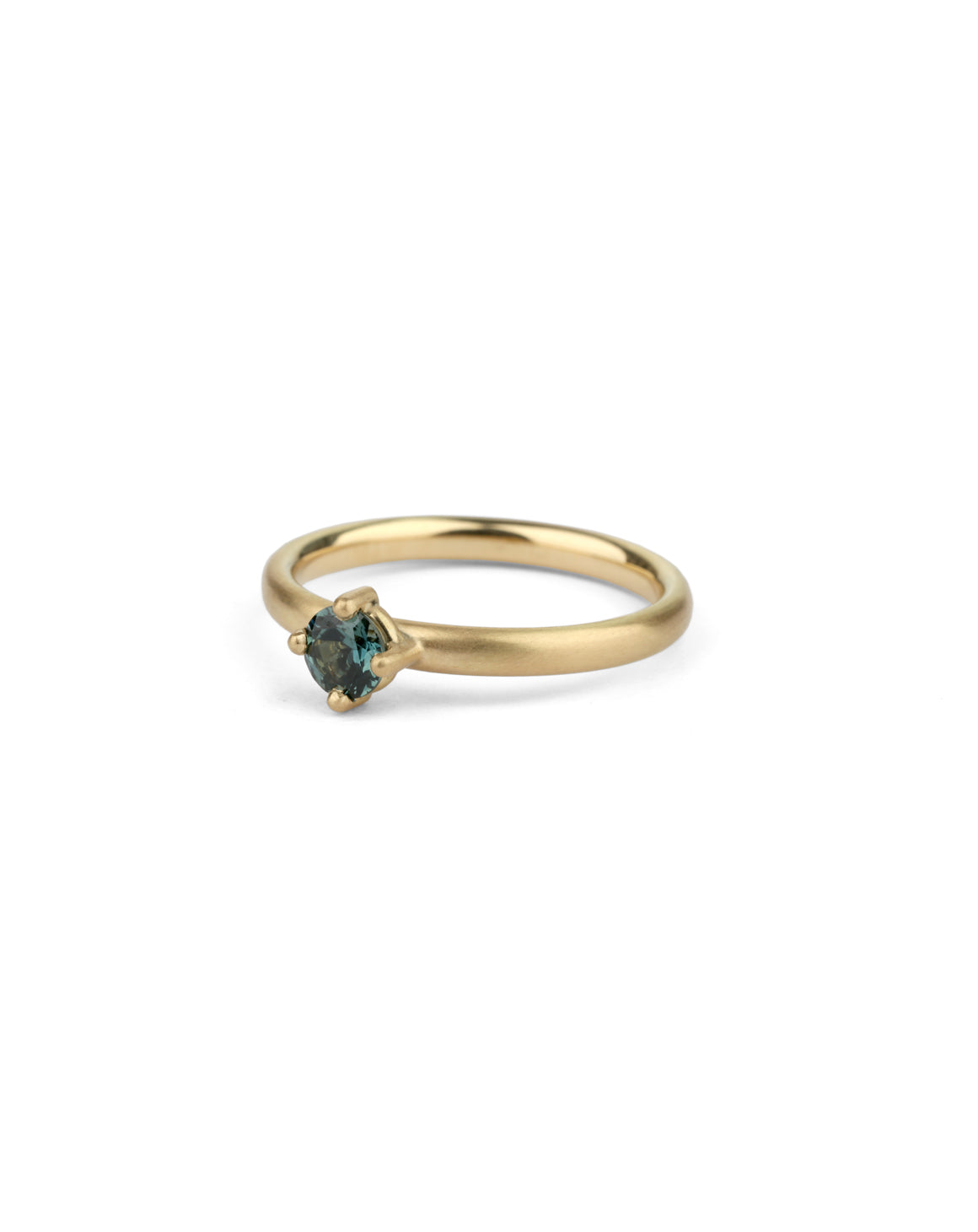 Australian Teal Sapphire Round Solo Wide Ring - 0.41ct
