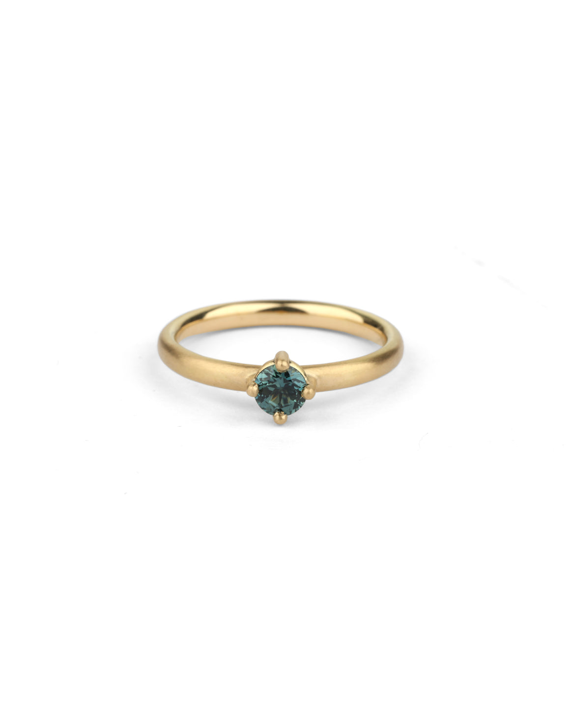 Australian Teal Sapphire Round Solo Wide Ring - 0.41ct
