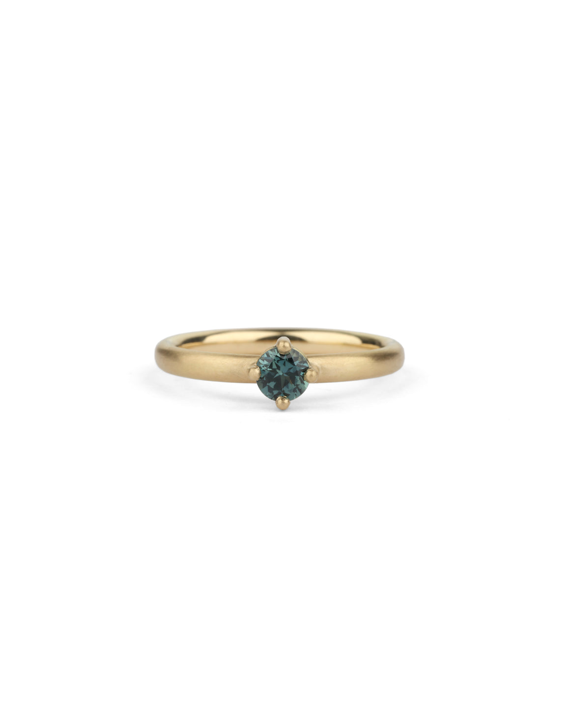 Australian Teal Sapphire Round Solo Wide Ring - 0.41ct