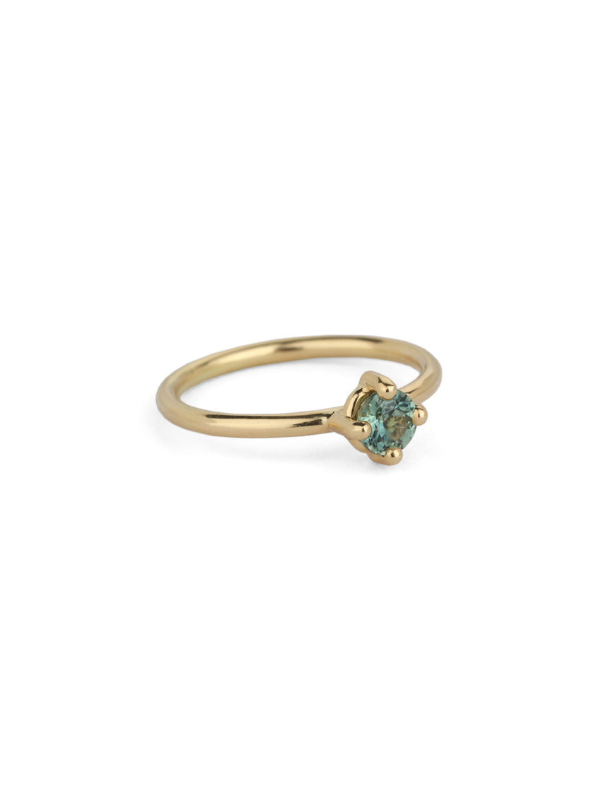 Australian Light Teal Sapphire Round Solo Engagement Ring