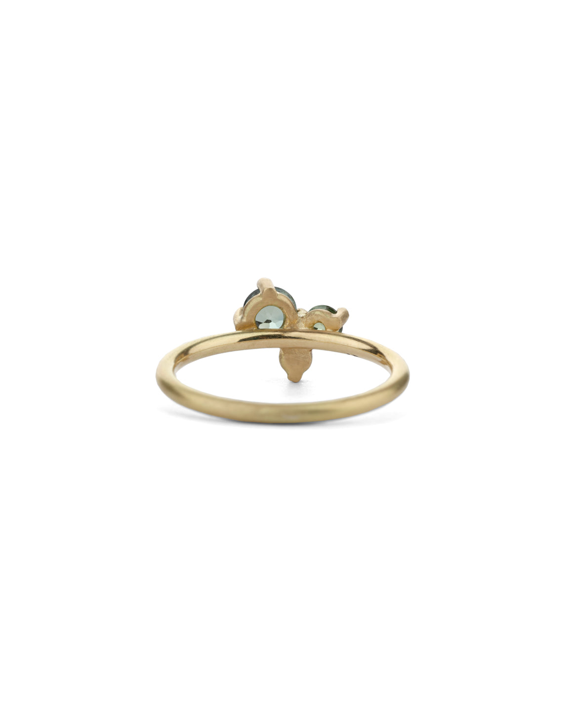 Teal Green Australian Sapphire and Natural Diamond Round Trio Cluster Ring