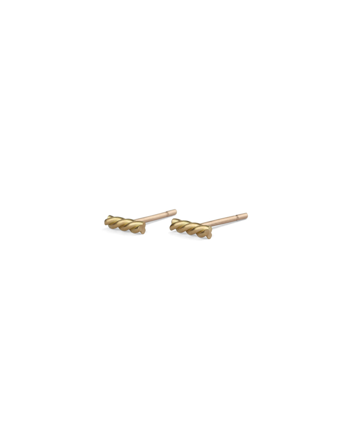 Rope style earring studs in 18ct yellow gold, satin finish.