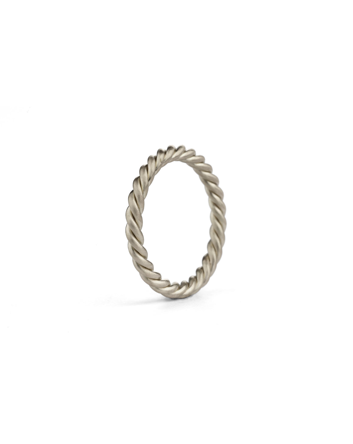 Rope style ring in 18ct white gold, satin finish.