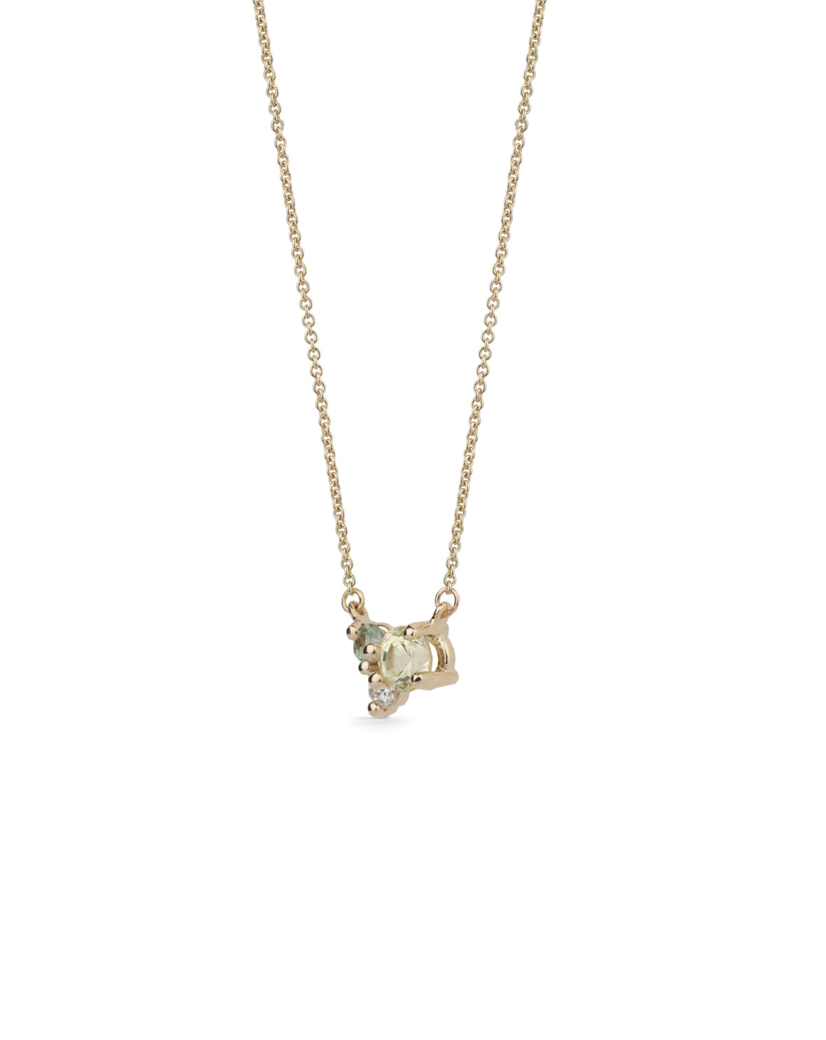 Yellow Sapphire, Green Sapphire and Diamond Trio Birthstone Pendant