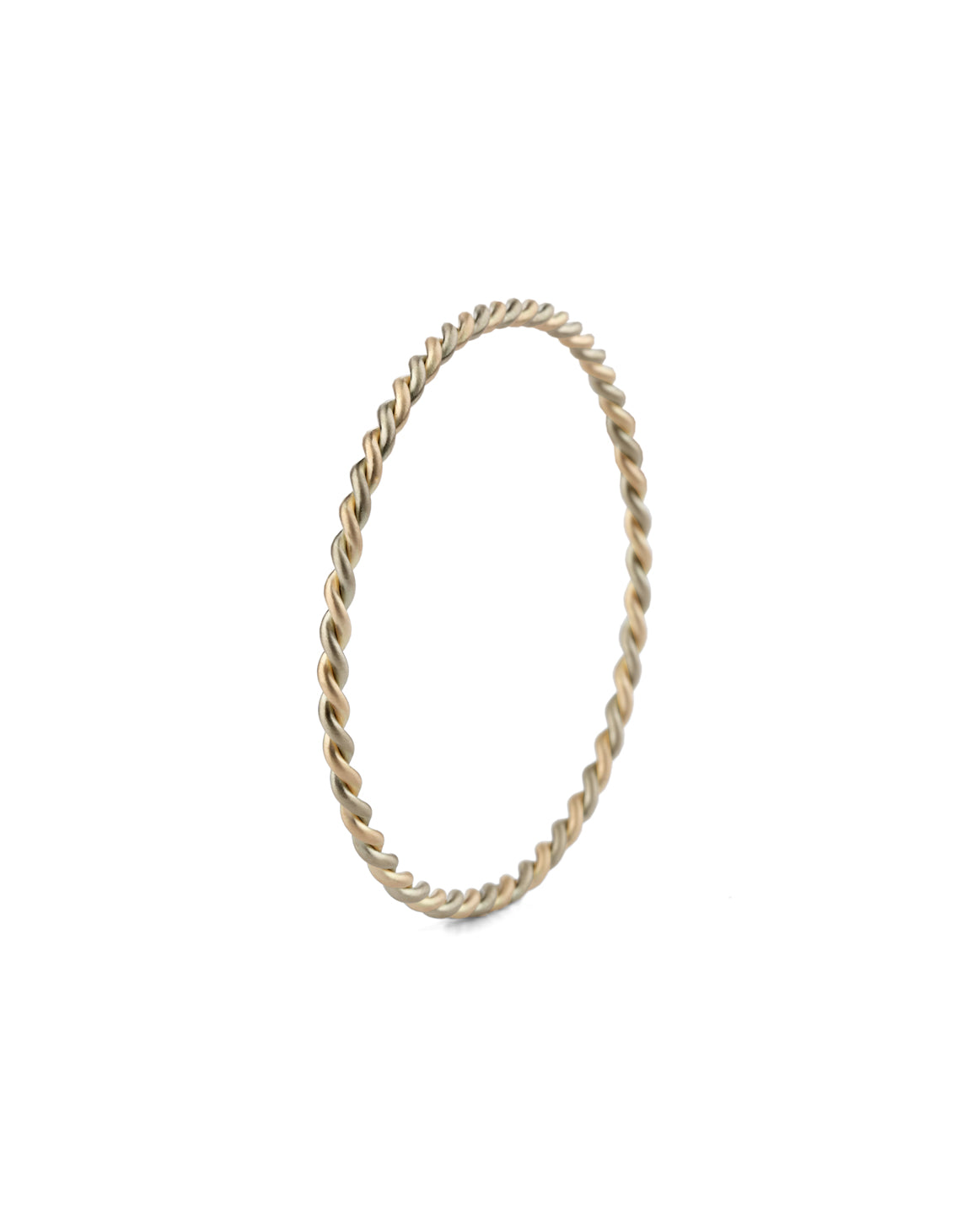 Rope style bangle bracelet. 18ct white and rose gold, satin finish.