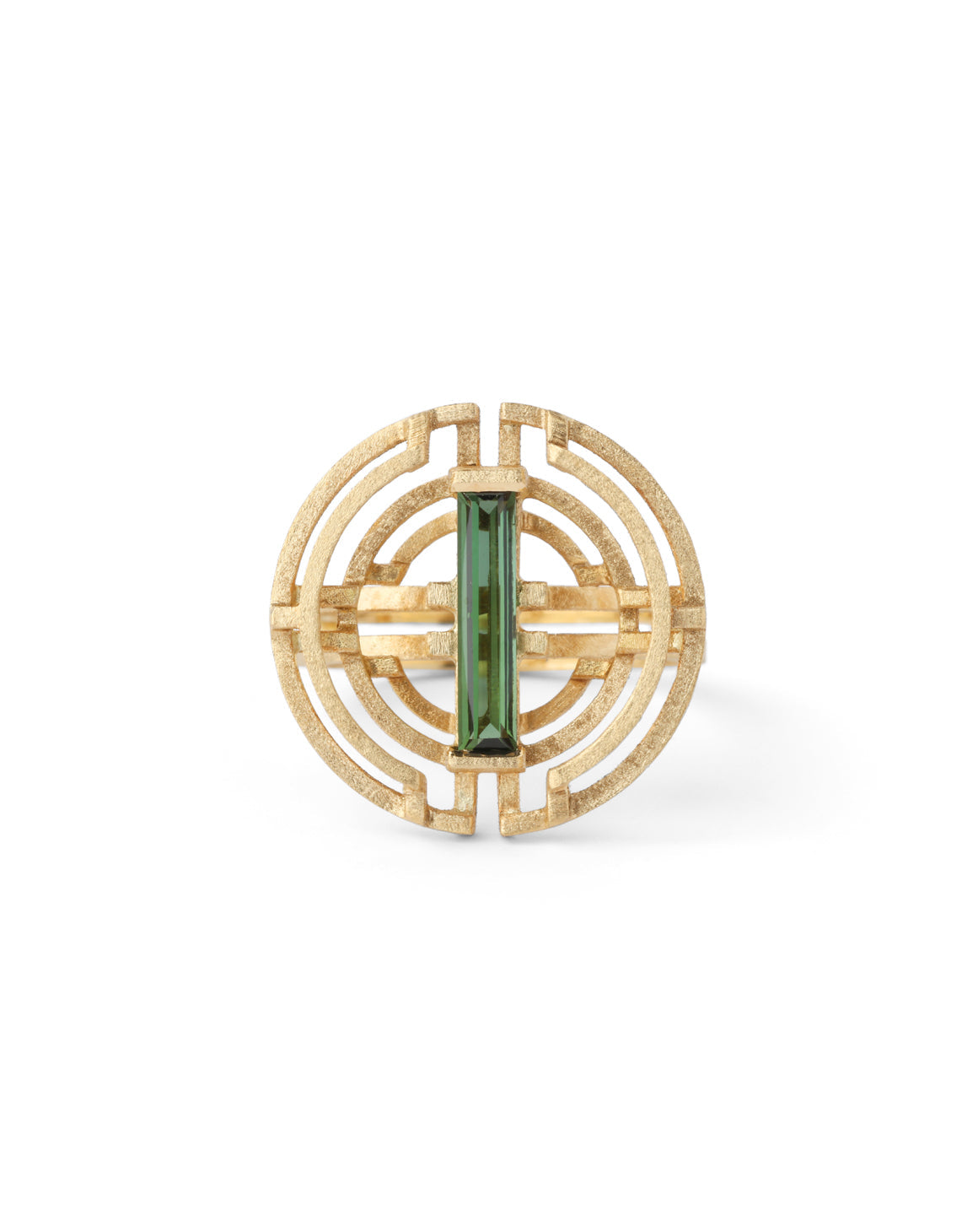 Green Tourmaline Arc Circle Ring