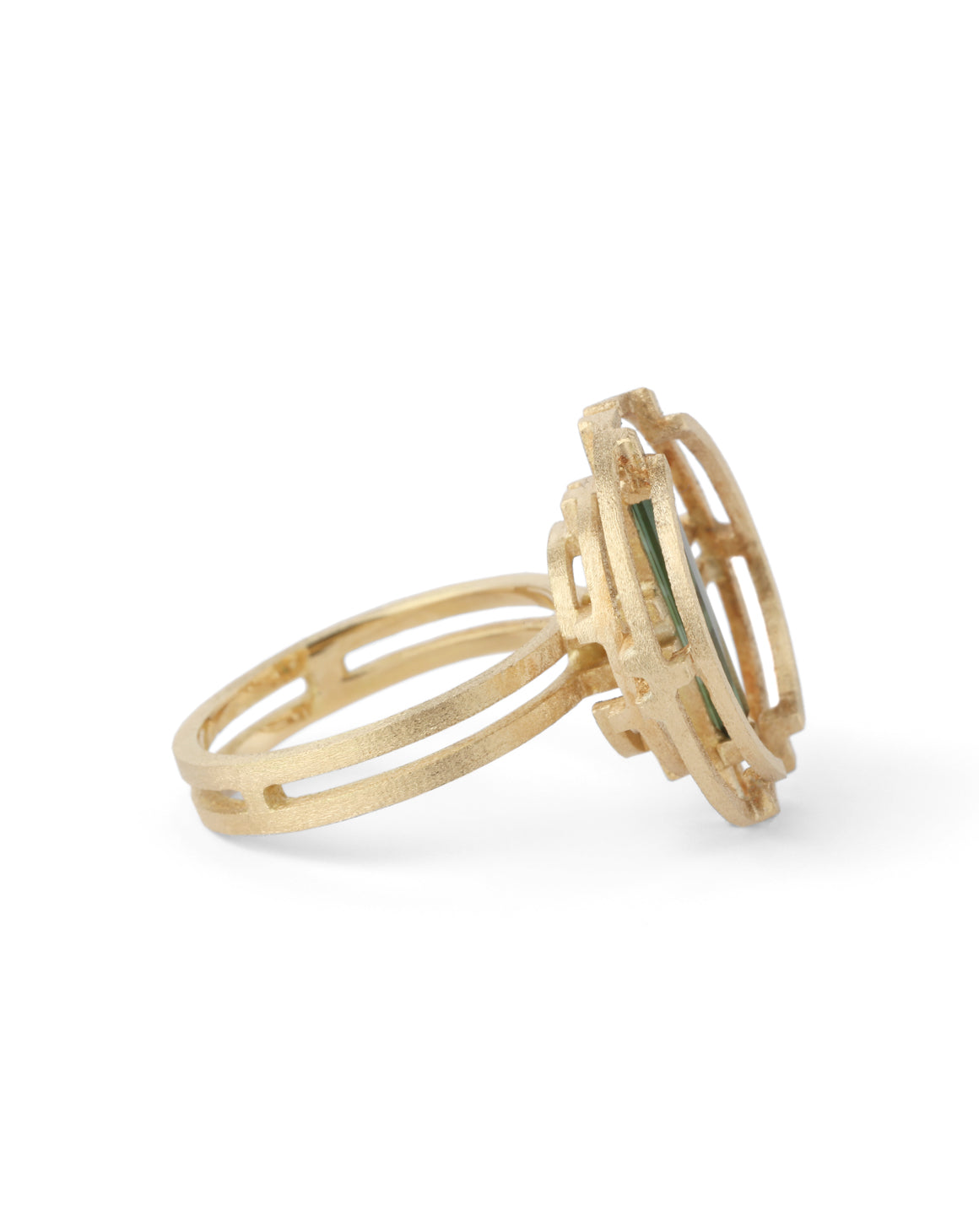 Green Tourmaline Arc Circle Ring