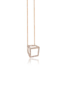 Diamond Cuboid Necklace - 18ct Gold