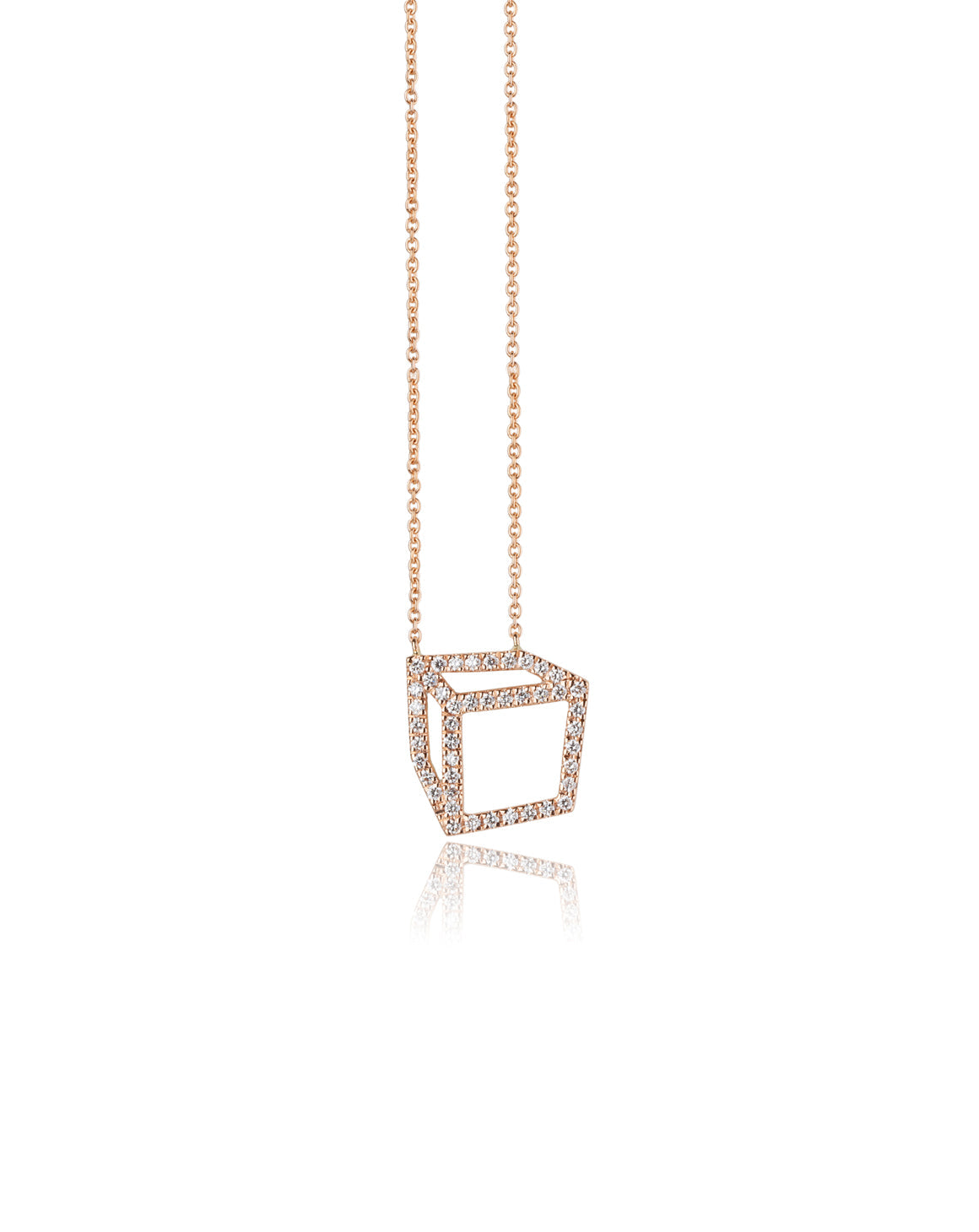 Diamond Cuboid Necklace - 18ct Gold