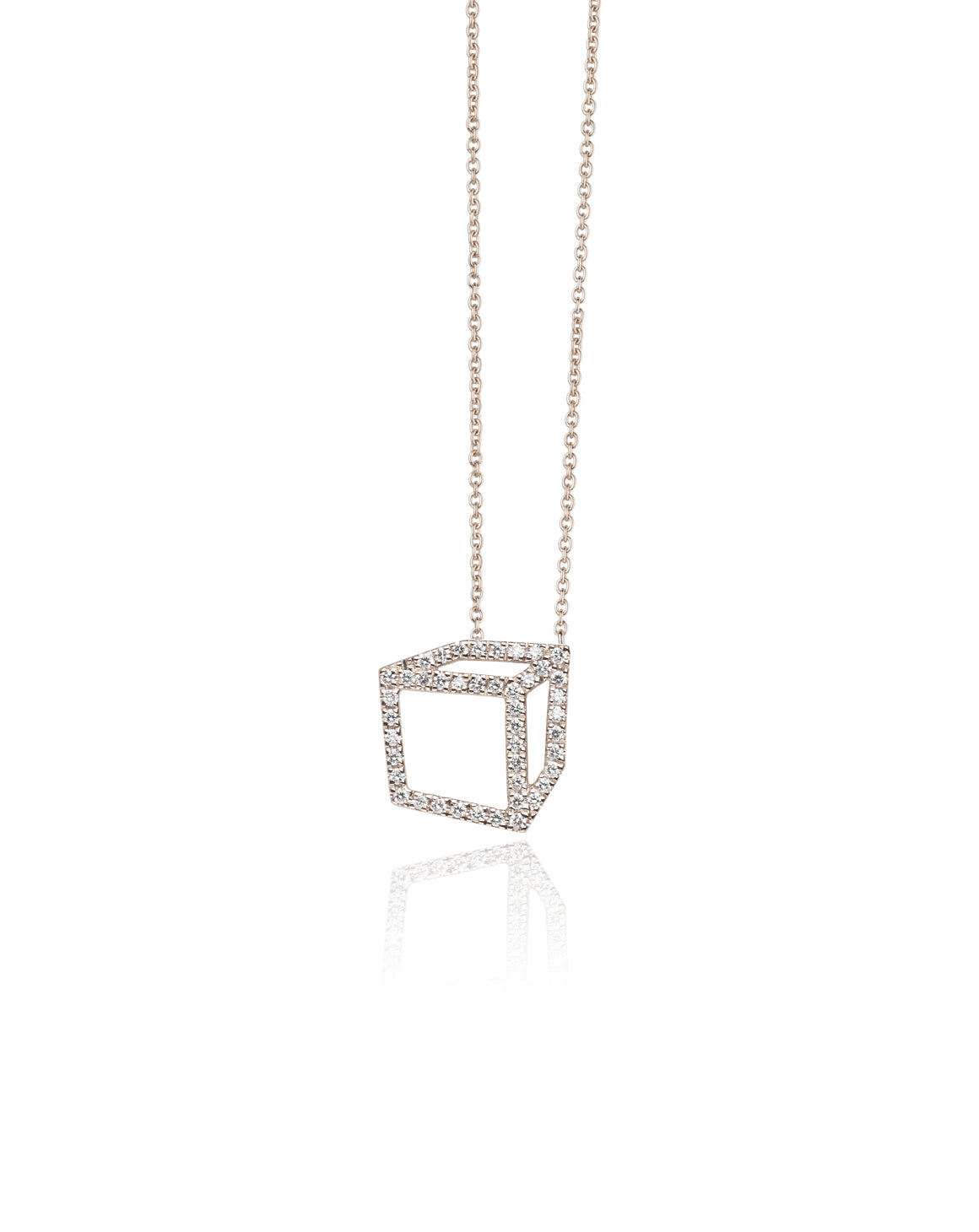 Diamond Cuboid Necklace - 18ct Gold