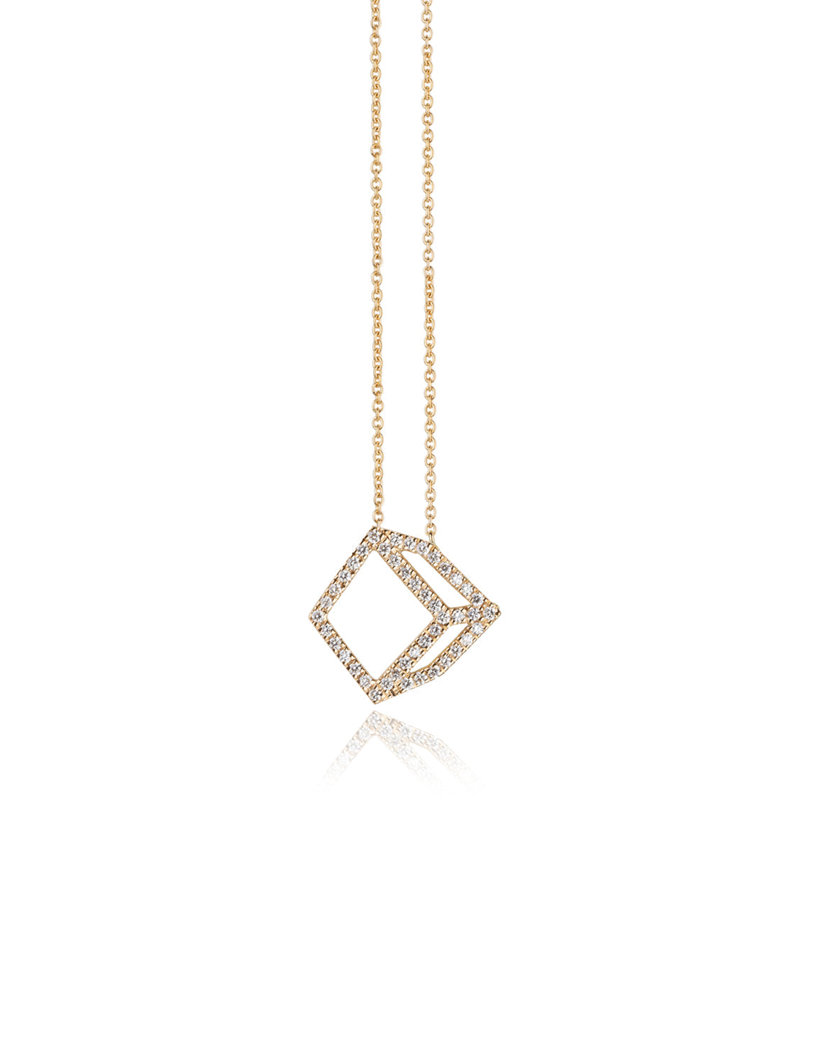 Diamond Cuboid Necklace - 18ct Gold