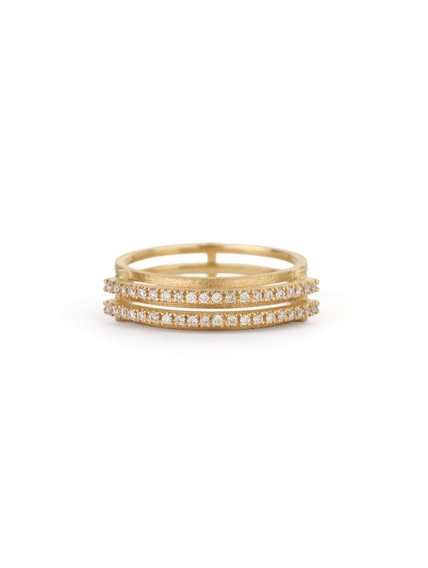 Natural Diamond Double Line Arc Ring