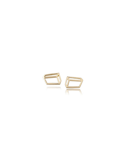 Flat Cuboid Earrings - 18ct Gold
