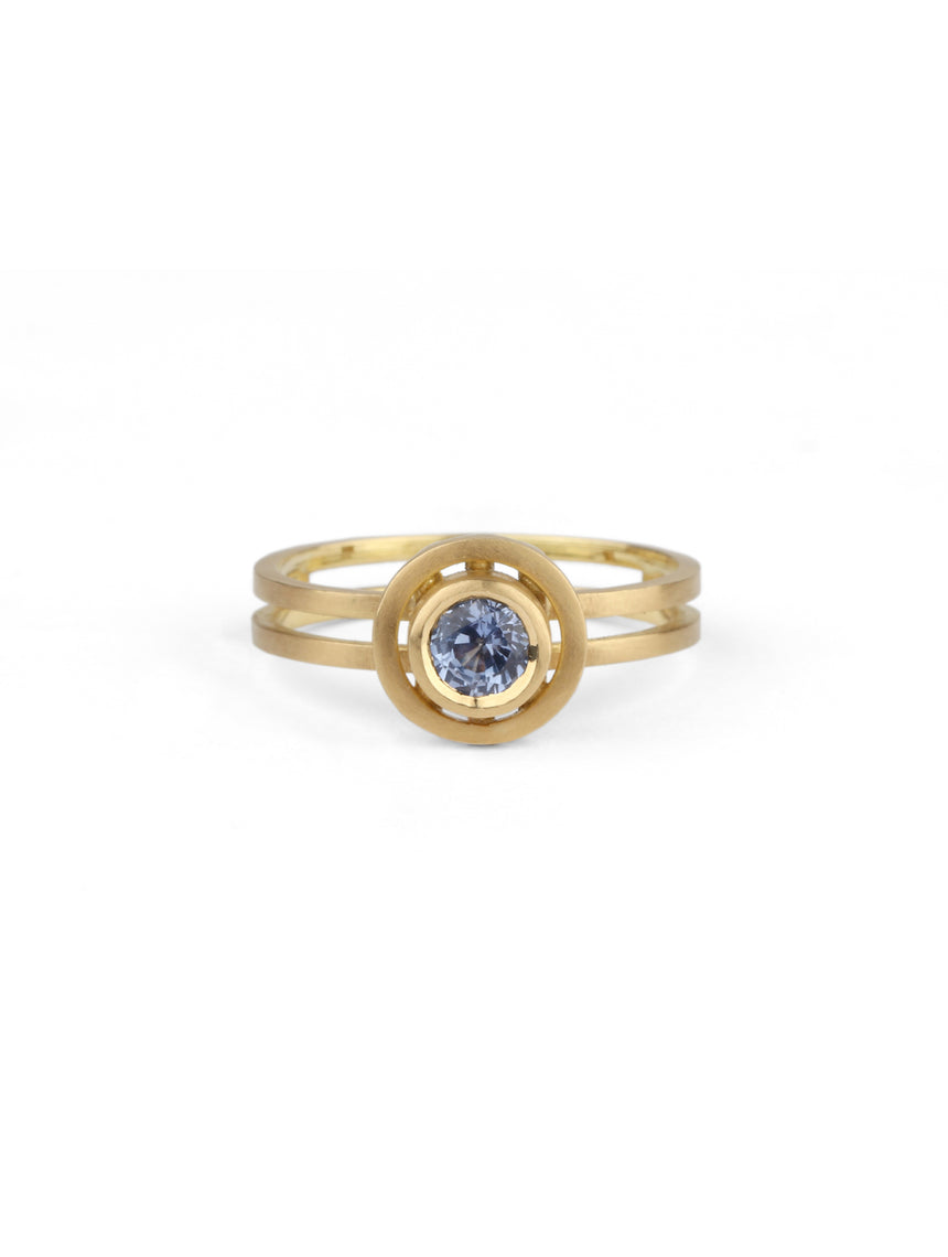 Light Blue Sapphire Small Nova Ring