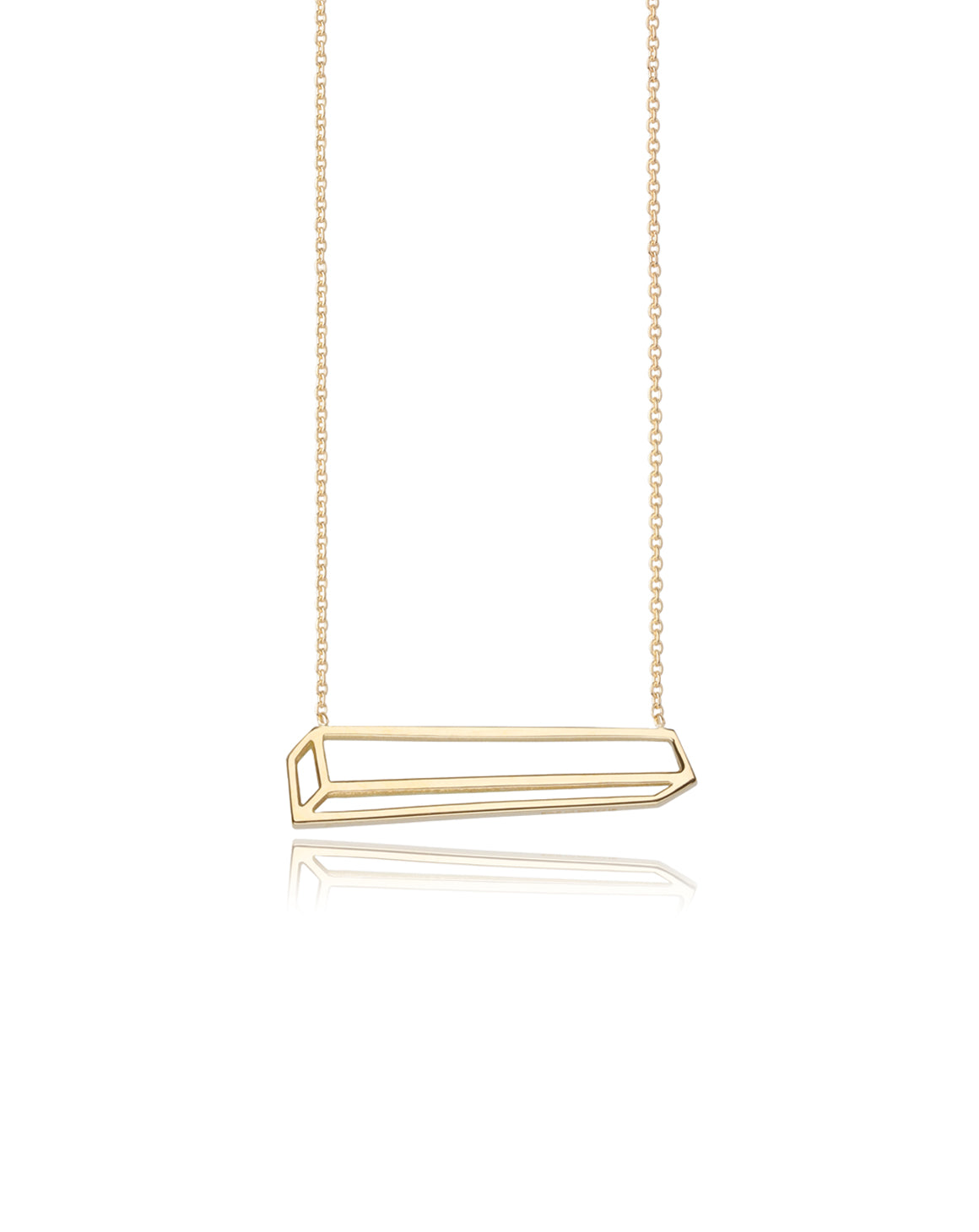 Long Cuboid Necklace - 18ct Gold