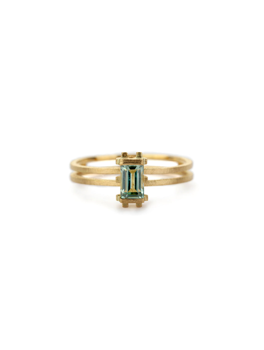 Green Sapphire Mini Parallel Prism Ring