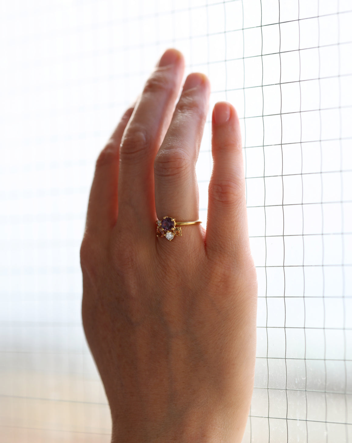 Sunset Sapphire Stella Cluster Ring