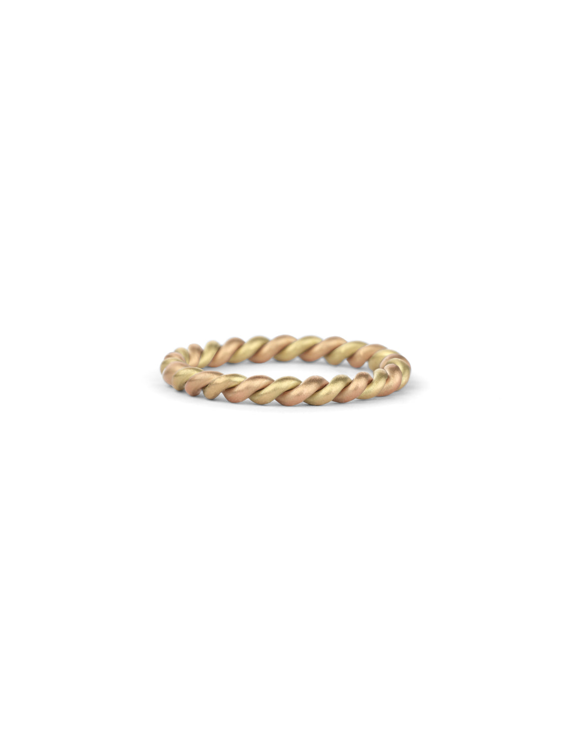 Rope style ring, mixed metal. 18ct rose and yellow gold, satin finish.