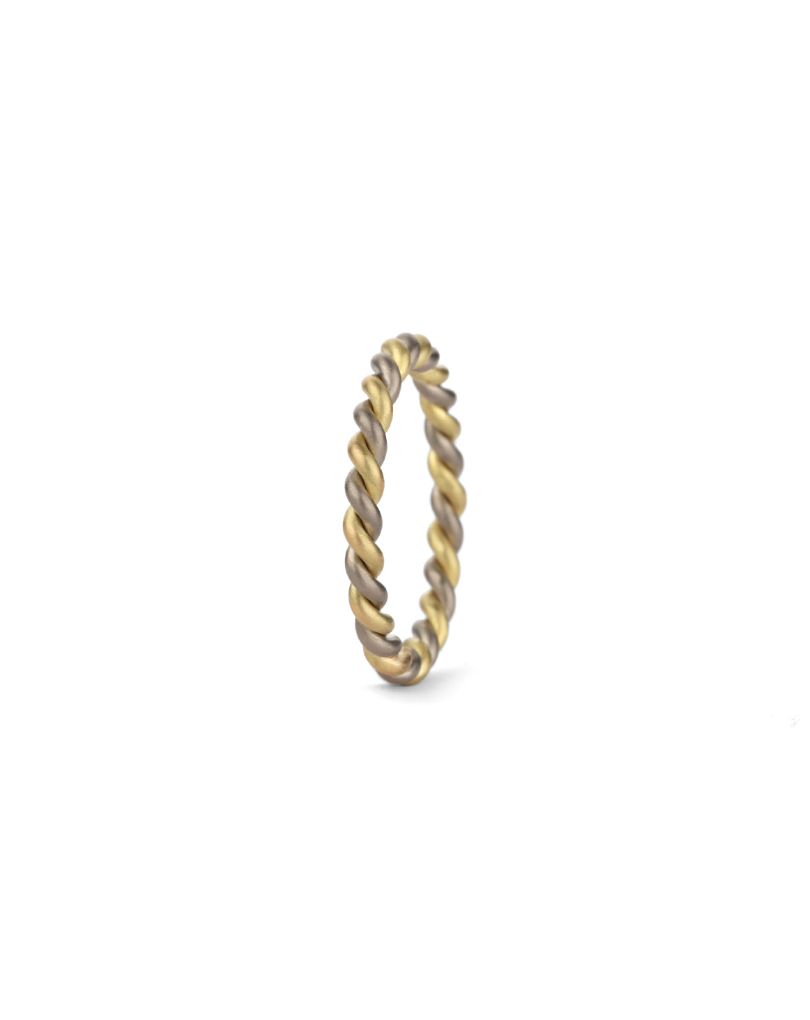 Rope style ring, mixed metal. 18ct yellow and white gold, satin finish.