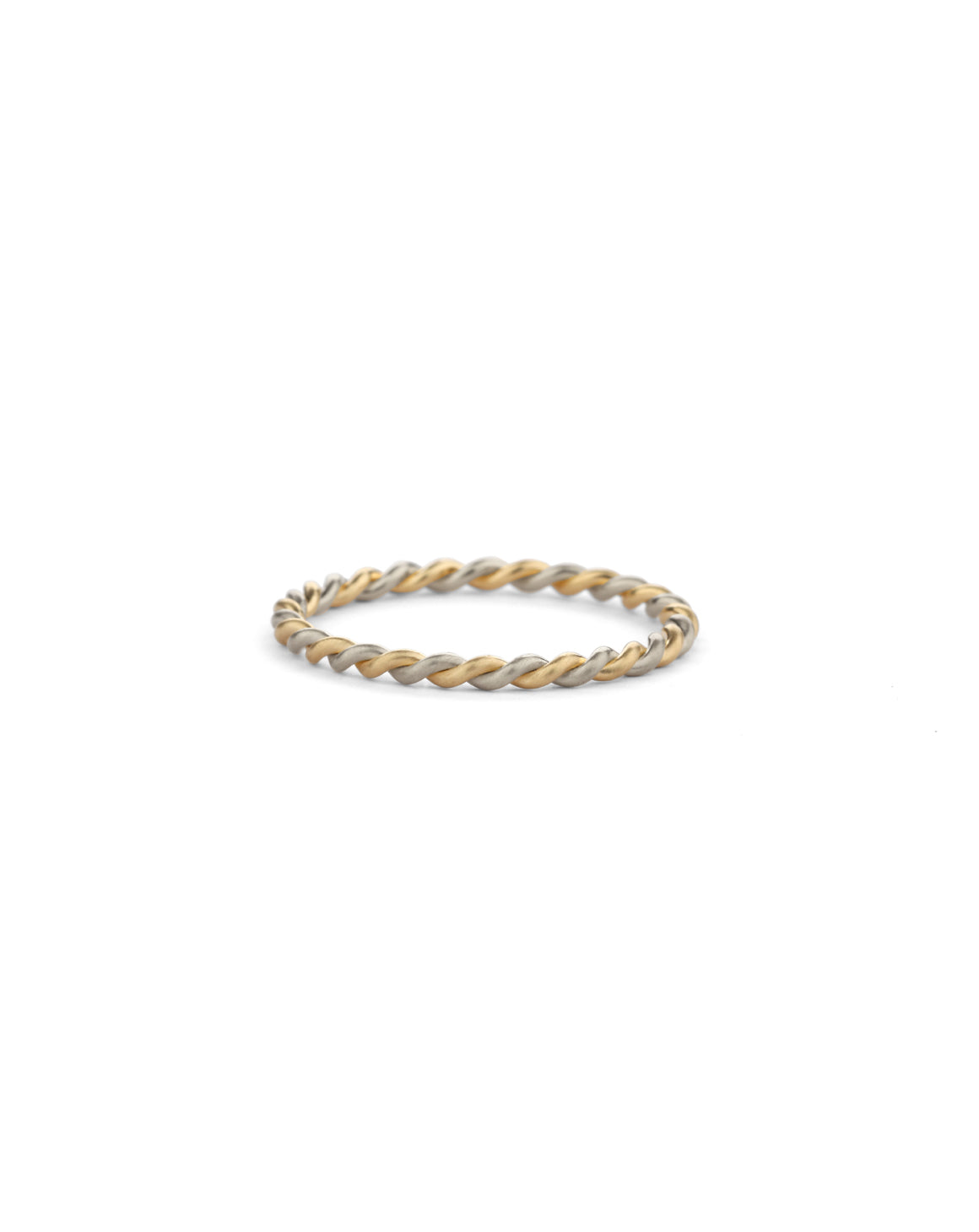 Rope style ring, mixed metal. 18ct yellow and white gold, satin finish.
