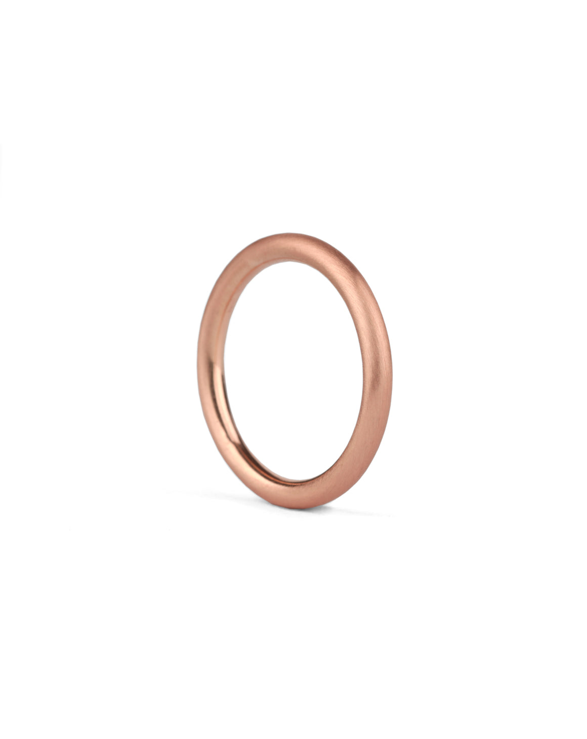 Rounded wedding band. 18ct rose gold, satin finish.