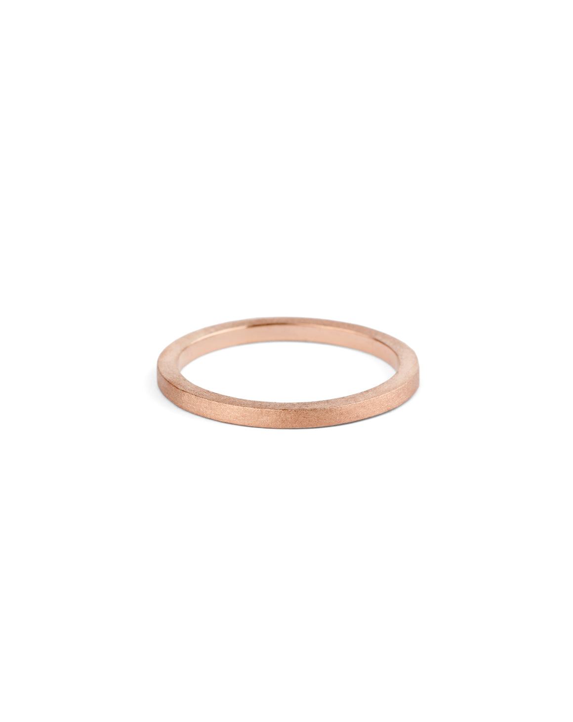Flat wedding band. 18ct rose gold, textured finish.