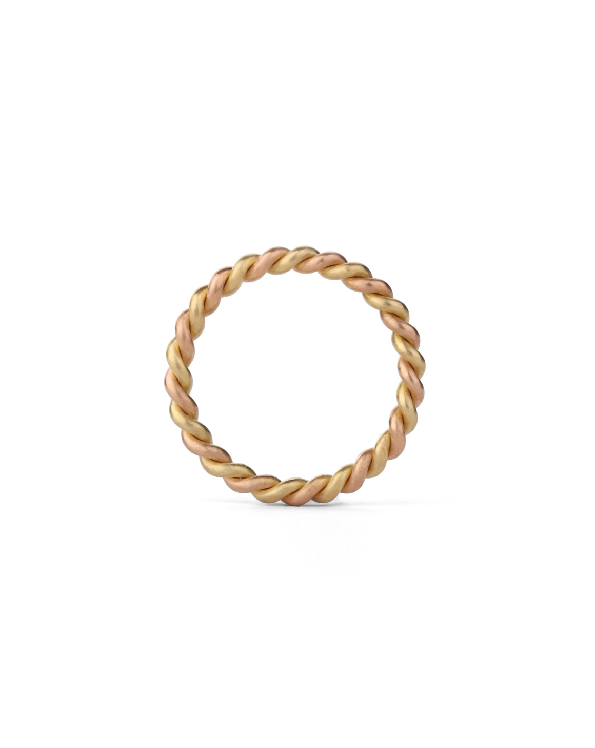 Rope style ring, mixed metal. 18ct rose and yellow gold, satin finish.