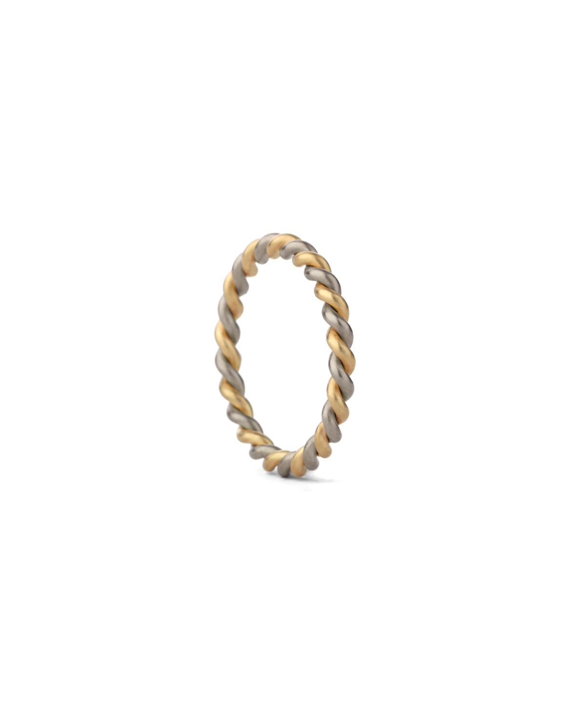 Rope style ring, mixed metal. 18ct yellow and white gold, satin finish.