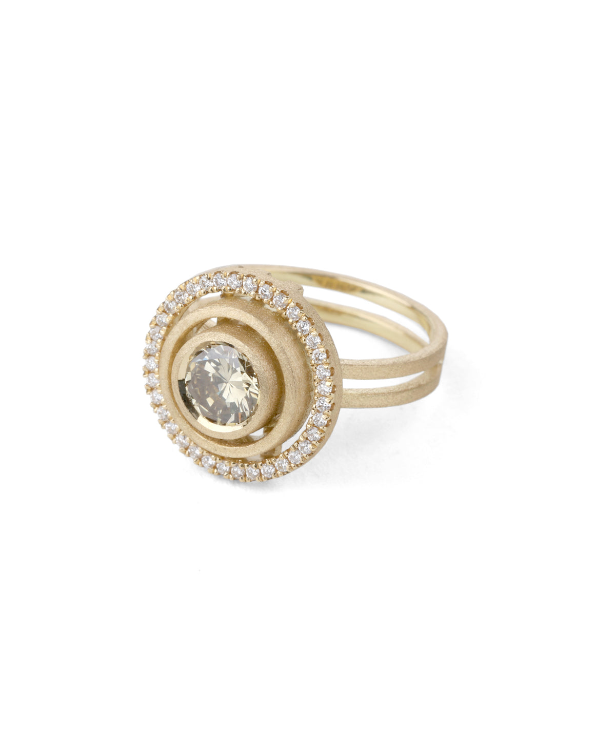 Golden Diamond Mighty Stepped Solar Ring – Shimell and Madden