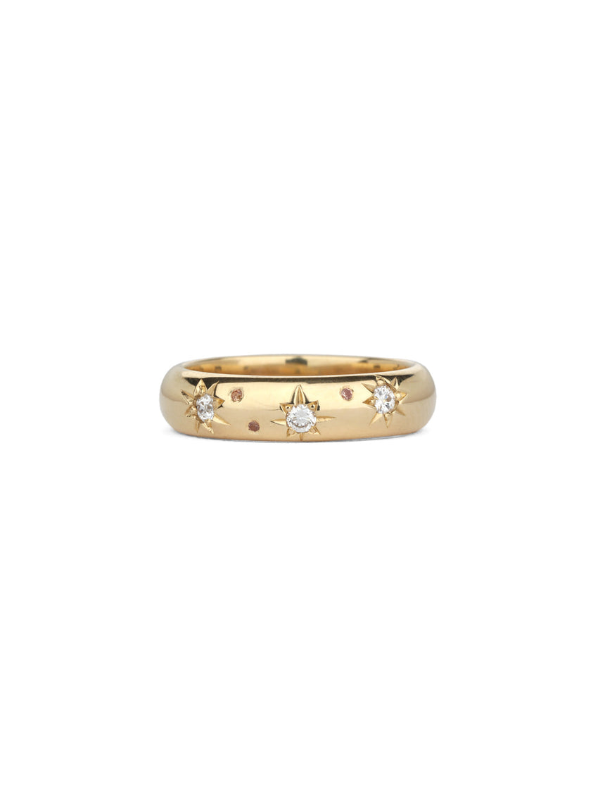 Diamond and Peach Sapphire Starburst Band