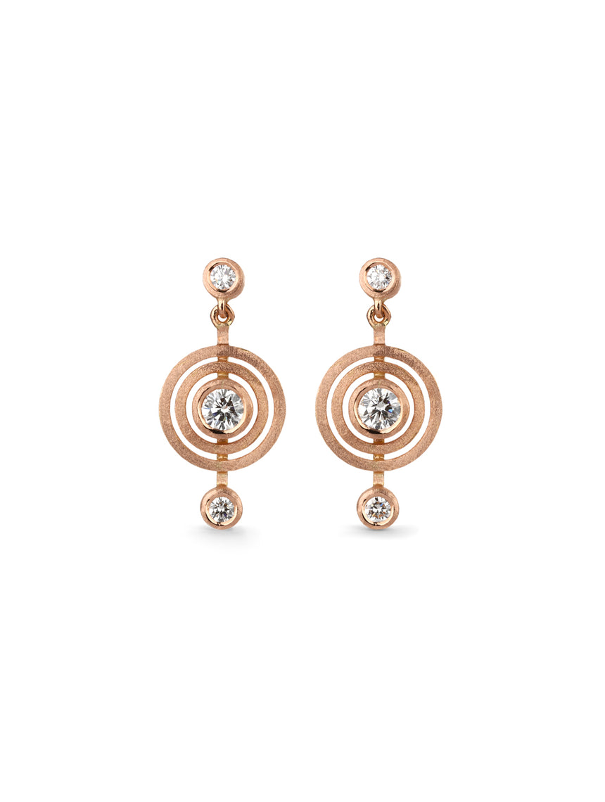 Rose Gold and Diamond Alignment Drop Earrings